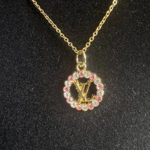 Stamped Gold Pendant with Stainless Steel Chain